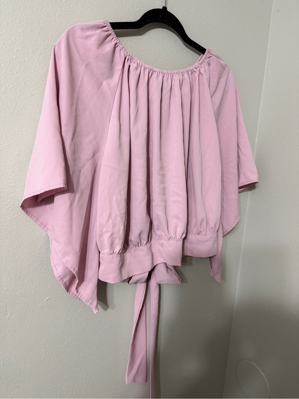 Cute Light Mauve Pink Flowy Tie Back Summer Blouse 3XL Curve Romantic Vibes